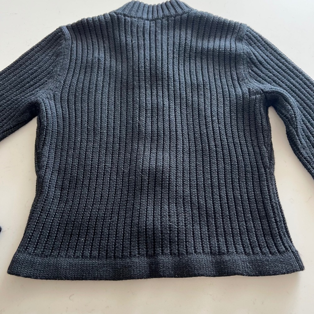 Lucidity Black Wool Blend Grommet Leather Front Zip Ribbed Cardigan Sweater M - Picture 3 of 7